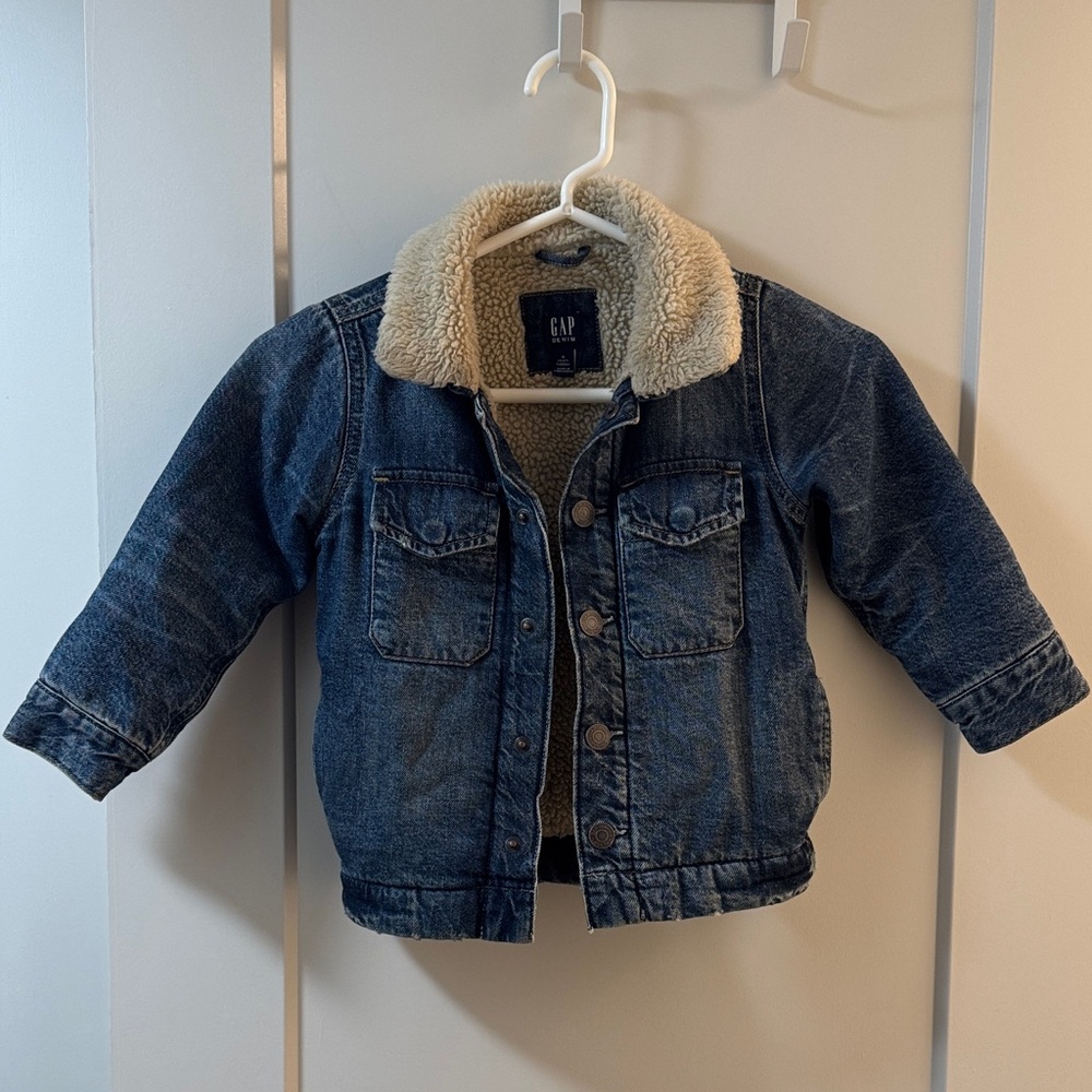 GAP Kids Denim Jacket with Cream Sherpa